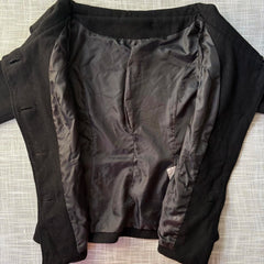 Cyflymder Vintage Y2K Women Black Wool Blend Coat Big Lapel Collar Single Breasted Jacket Gothic Slim Short Outerwear Female Streetwear