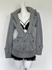 Cyflymder Streetwear Coat Y2k Slim Winter Japanese 90s Hoodie Woman Clothing Goth Punk Vintage Casual Hoodies Fashion Harajuku Zipper Emo