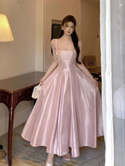 Cyflymder Elegant Satin Midi Dresses for Women Sleeveless High Waist Evening Party Dress A-line Prom Robe Korean Fashion Summer Vestidos