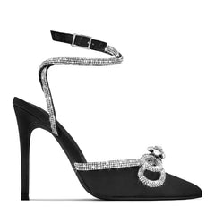 Cyflymder Designer Butterfly-knot Crystal Buckle Strap Women Pumps Street Style Elegant Thin High Heels Stripper Prom Shoes Zapatos Mujer