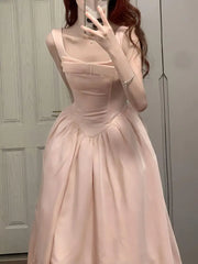 Cyflymder Women Dresses Bow Square Collar Sleeveless Spring Summer Elegant Sweet French Style Chic Party Dress Ladies Princess