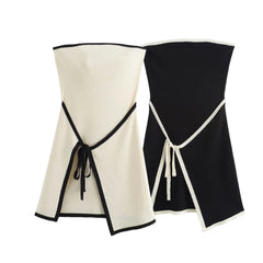 Cyflymder Autumn New French Style Fashionable Sexy Knowledge Slims Smooths Your Silhouette Knit Strapless Dress Apron