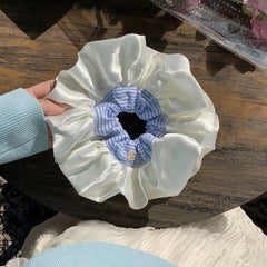 Cyflymder Oversized Scrunchies Blue Stripe Elastic Hair Bands Ponytail Holder Rubber Hairband Elegant Hair Rope Hair Accessories