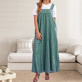 Cyflymder y2k Tank Dress Women Classic Plaid Print Square Neck Wide Shoulder Strap Long Dress Casual Party Dresses Streetwear