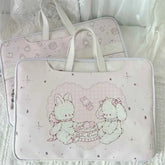 Cyflymder Sweet Cute Cartoon Laptop Sleeve Handbag Women Rabbit Print Shockproof Waterproof Notebook Carry Bag Ladies Commute Protective