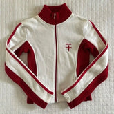 Cyflymder American Retro Vintage Stand-up Collar Long-sleeved Sweater Slim Constrast Color Spliced Design Y2k Zipper Jacket Harajuku Coats