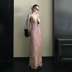 Cyflymder Sexy Printed Camis Dress Women Korean Fashion Slim Floral Spaghetti Strap Dress Summer Retro Harajuku Sleeveless Party Vestidos