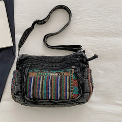 Cyflymder Stylish Ethnic Print Tote Bag with Adjustable Strap for Women Casual Shoulder Handbag with Unique Pattern for Girls