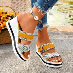 Cyflymder Summer New Women's Wedge Slippers Sandals Outdoor Beach Casual Shoes Women's Durable Slippers