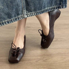 Cyflymder Women's Loafers Shoes Square Toe Shallow Designer Heels Shoes New Heeled Sandals Retro Fad Walking Leather Casual Mujer Zapatos