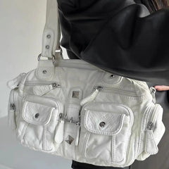 Cyflymder New All Match Retro Simple Handbags Y2k Aesthetic Casual Office Lady Shoulder Bags Vintage Punk Pockets Underarm Bag Women