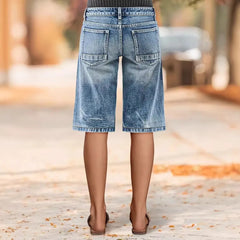 Cyflymder Spring Women's Clothing Slim Fit High Waist Denim Shorts Femme Elegant Jean Shorts For Woman Stretchy Cropped Straight Cut