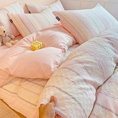 Cyflymder Class A 60S Pure Cotton Bedding Sets Jacquard Cotton Skin Friendly Comforter Set Girl Style Duvet Cover Set for Queen King Size