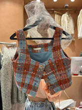 Cyflymder Crop Jackets Autumn Slim Y2k Square Collar Plaid Vest Waistcoat Women Chalecos Para Mujer Woolen Tanks Top Hot Sweet