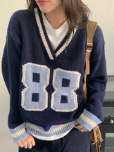 Cyflymder Thiened Long Sve Knitted Sweater Women's Chic Autumn Winter College Sle Color Blo Letter Design Versatile Knitwear