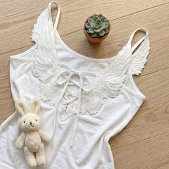 Cyflymder Streetwear Y2K New Hot Girl Sleeveless Camisole Top Harajuku Angel Wings Graphic Vest Womens Gothic Sexy Slim Fit Backless Vest