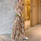 Cyflymder French Elegant 2000s Vintage Dress Women Floral Floor-Length Sexy Wedding Party Long Boho Dress Beach Style Summer Y2k Chic