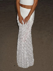 Cyflymder Holiday Drawstring Mesh Skirts Beach Style See Through Low-Waisted Maxi Skirts Women 2025 Summer Fashion Streetwear Lady