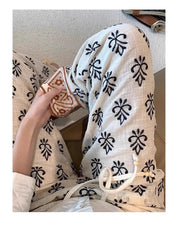 Cyflymder Ethnic Floral Embroidery Wide Leg Pants for Women Casual High Waist Linen Cotton Pant Summer Boho Beach Trousers