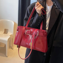 Cyflymder Retro belt buckle motorcycle armpit shoulder bag 2025 new large capacity fashionable temperament women's commuting tote bag tren