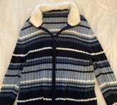 Cyflymder Y2K Woman Clothing Retro striped plush collar knitted Coat Fashion warm cardigan sweater Autumn Winter Artsy Hotsweet Knitwear