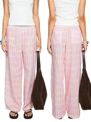 Cyflymder Women s Plaid Print Relaxed Fit Pants with Adjustable Drawstring Waistband for Versatile Styling Options Throughout the Year