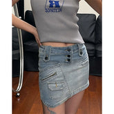 Cyflymder Y2K Cargo Denim Mini Skirt Women Vintage 90S Washed Hip Wrap Skirts Summer Streetwear Korean Sexy Gyaru High Waist Design Faldas
