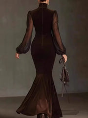 Cyflymder Spring Autumn Velvet Dress Women Long Sleeve Turtleneck Solid Sexy Elegant Evening Party Skinny Stretch Bodycon Dresses