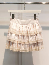 Cyflymder Pink Lace Trim Ruffles A-line Skirts Women Summer New Cotton Elastic High Waist Short Faldas Sweet Preppy Style Cute Mini Skirt