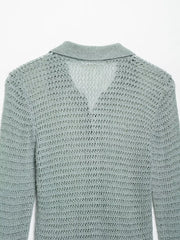 Cyflymder Vintage Casual Chic Women Sweater Solid Polo Collar Long Sleeve Knitted Pullovers New Fashion Spring Summer Sweaters