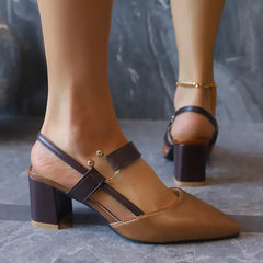 Cyflymder Elegant Pointed Toe Chunky Heel Sandals Women Summer Slingback High Heels Pumps Woman Fashion Thick Heeled Party Dress Sandalias