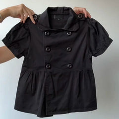 Cyflymder Fashionable American retro Y2K millennium design double-buttoned top shirt for summer, new style, original streetwear top emo