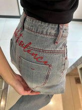 Cyflymder Y2K Light Blue Embroidered Wide Leg Jeans High Waisted Loose Curved Knife Pants for Women Spring Summer