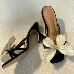 Cyflymder Spring and autumn 2025 new butterfly flip-top high heels with a fairy-like style and thick-heeled flip-flops women shoes pumps