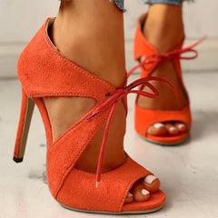 Cyflymder High Heel Sandal for Women Velvet Shoes Summer Suit Female Beige Large Size Open Toe High-heeled Suede Black New