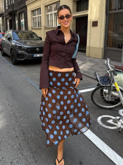 Cyflymder Polka Dot Halter Tops Women's Set Backless Sleeveless Top Flowy Mini Skirt 2025 Summer Elegant Suit Holiday Fashion Lady Sets