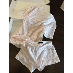 Cyflymder Love Printed Pajamas Women's New Summer Short-sleeved Shorts Casual Suit