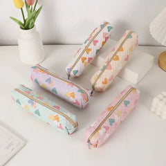 Cyflymder 1 Piece Small Cute Design Pencil Pouch for Student Sweet Heart Pencil Case Small Portable Pen Eraser Storage Bag School Supplies