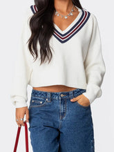 Cyflymder Women s Cozy Oversized Sweaters with V Neckline and Striped Detailing Perfect for Fall and Winter Fashion
