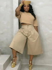 Cyflymder Doyerl Solid Straight Loose Calf-length Pants for Woman Trousers High Waist Button Fly Ruched Harajuku Bottoms Pantalon Femme