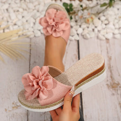 Cyflymder Women's Wedges Slippers 2025 Summer Beach Platform Sandals Fashion Flower Slippers Women High Heels Beach Slippers Slides