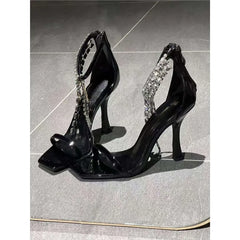 Cyflymder Unique Design Irregular Heel Ballet Style Lace Up High Heels Women Shallow Pointed Toe Elegant Sandals For Party Banquet Daily F