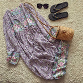 2025 new spring summer dress for women V-neck long sleeve floral print dress female chic 100% viscose boho dress