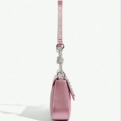 Cyflymder Sweet Cool Pink Y2k Bags Women Hot Girls Leather Handle Pillow Bag Purse Ladies Vintage Diamond-Encrusted Shoulder Bag