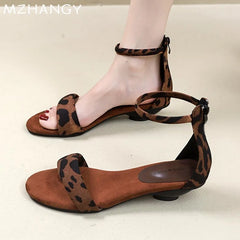 Cyflymder Leopaed Heeled Sandals Women's Elegant Heels Shoes Open Toe Summer New Slides Walking Trend Dress Luxury Mujer De Sandalias