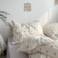Cyflymder Korean Style Ins Little Flowers Bedding Set Flat Bed Sheet Duvet Cover Twin Full Queen Nordic Bed Linen Boy Girl Bedding Sets