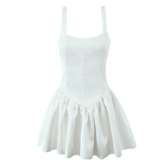 Cyflymder Puffy Pure Desire Sexy Flower Bud Dress Women's New 2025 French Style Slimming Short Dress Waist-Cinching Elegant Gown