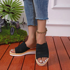 Cyflymder Women Sandals Elegant Woman Shoes With Low Heels Wedge Sandals Summer Mujer Peep Toe Platform Sandals Ladies Slippers