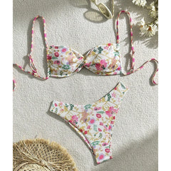 Cyflymder Sexy Bikini Set Women Swimsuit Print Bandage Sexy Beach Biquinis New Summer Swimwear Fashion Holiday Beachwear Bikini Set