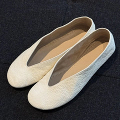 Cyflymder Spot Sheepskin Temperament Casual Round Head Shallow Mouth Single Women's Comfortable One-pedal Flat Ballet Grandma Shoes